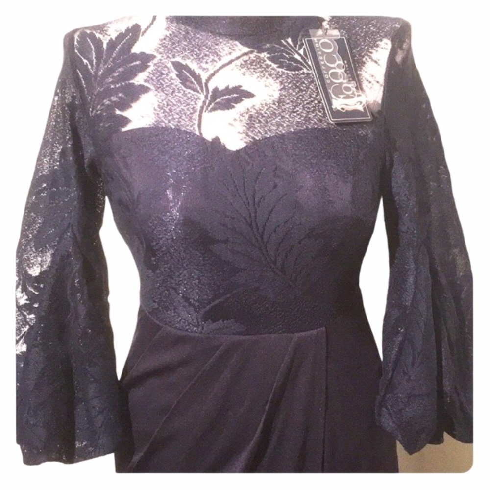 Coco Collection Dress formal fancy lace navy blue size Medium